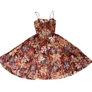 Alfred Shaheen Honolulu Vintage Dress Rare Artist Print Full Skirt Pockets